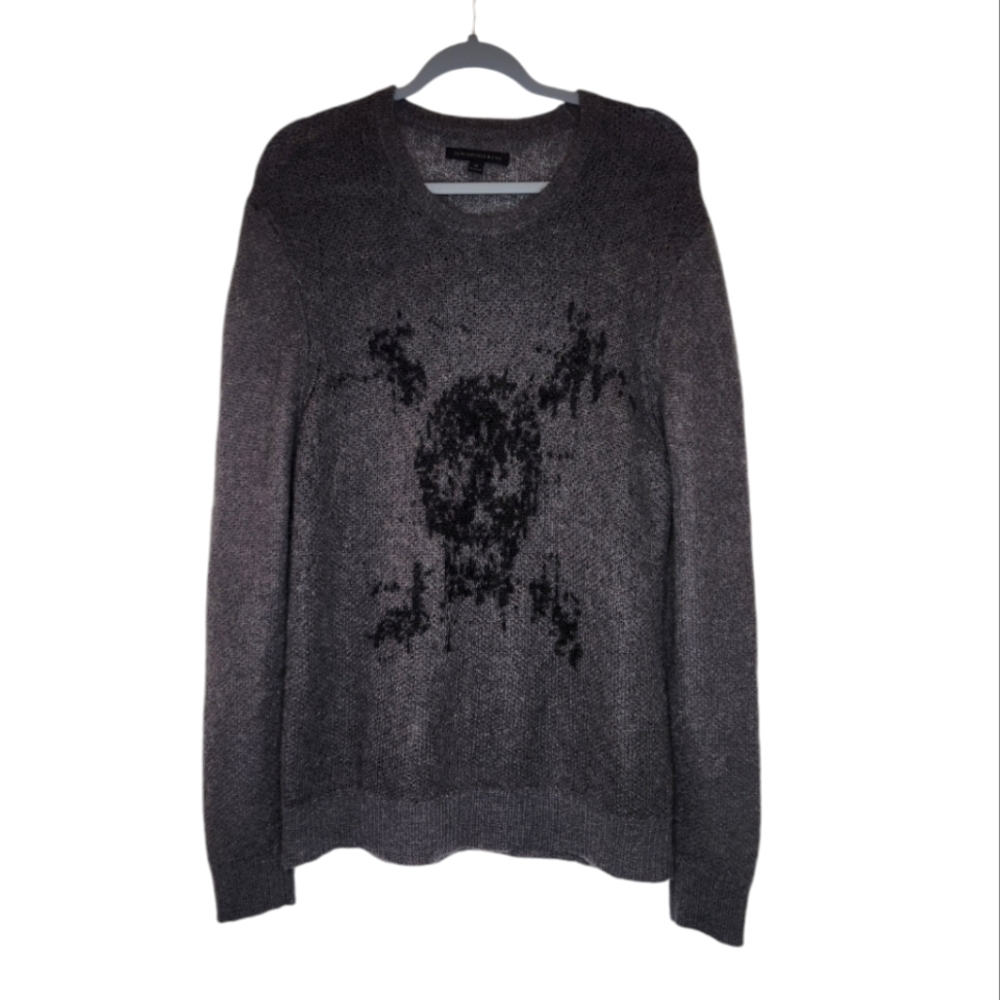 John Varvatos Tuscan Crewneck Mohair Blend Skull Sweater M